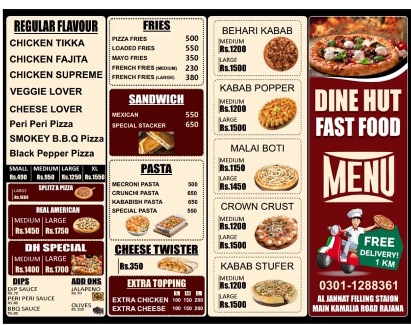 dine hut rajana menu