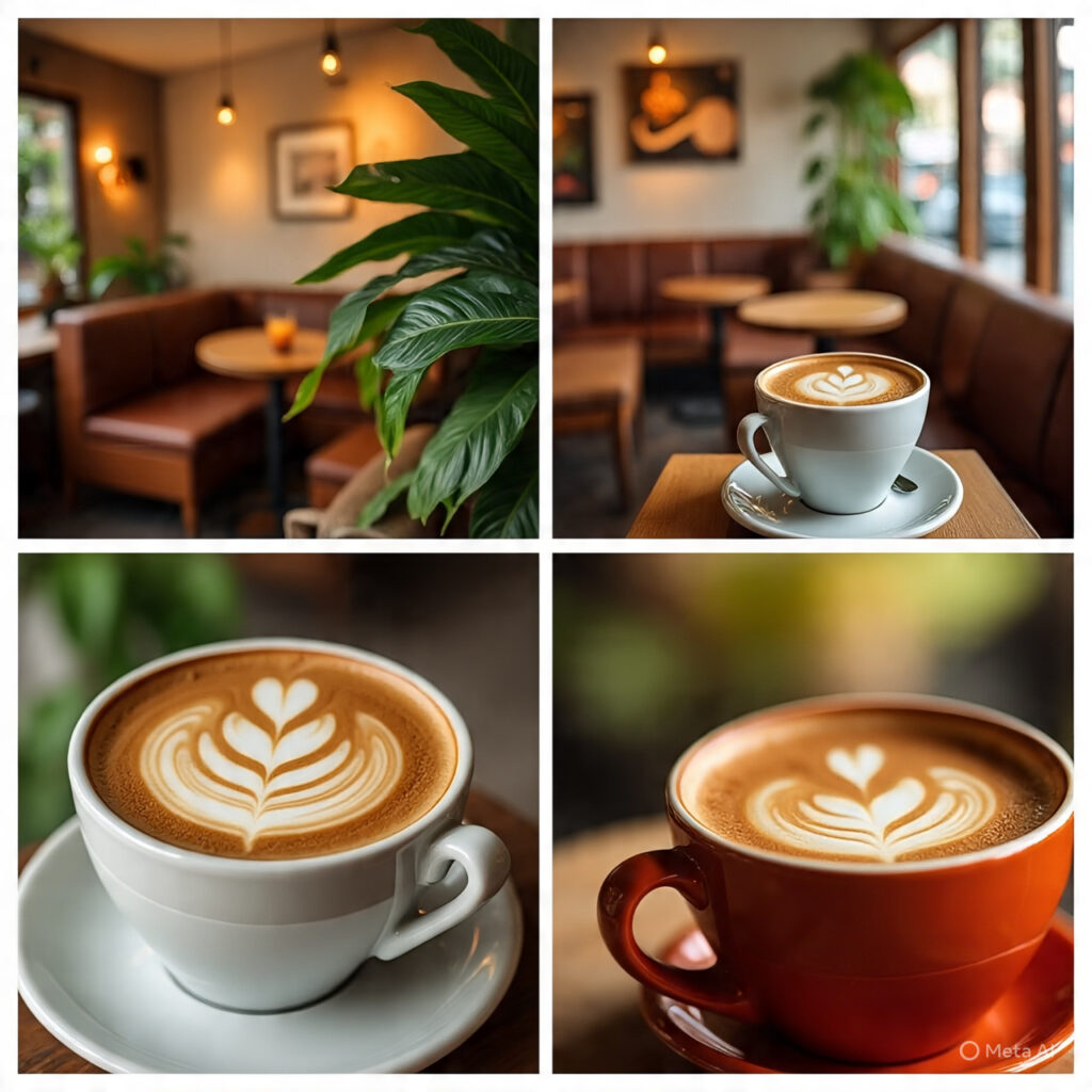 Collage of cozy interiors, signature drinks, and inviting décor from hidden cafés in Karachi, highlighting the city's best underrated coffee shops and local favorites.